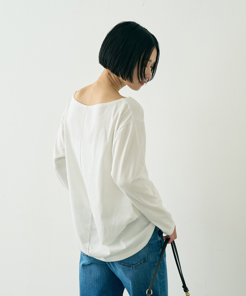 Rouge vif Anna(ルージュヴィフアンナ)の「綿ポリ天竺万能カットプルオーバー(Tシャツ/カットソー・レディース・ブラック/ホワイト・フリー)」の6枚目の写真