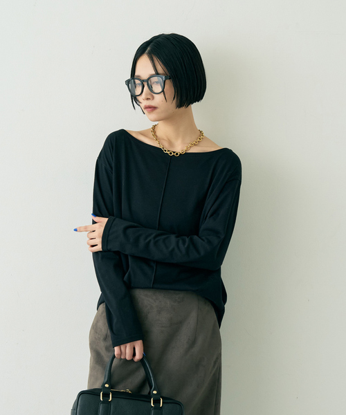 Rouge vif Anna(ルージュヴィフアンナ)の「綿ポリ天竺万能カットプルオーバー(Tシャツ/カットソー・レディース・ブラック/ホワイト・フリー)」の8枚目の写真