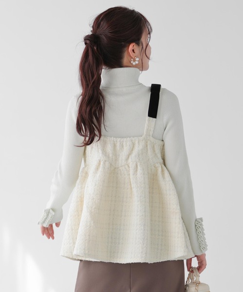 Fit more（フィットモア）の「ショルダーベロアリボンツイードキャミトップス（その他トップス・レディース・ピンク/ブラック/アイボリー・FREE）」の8枚目の写真