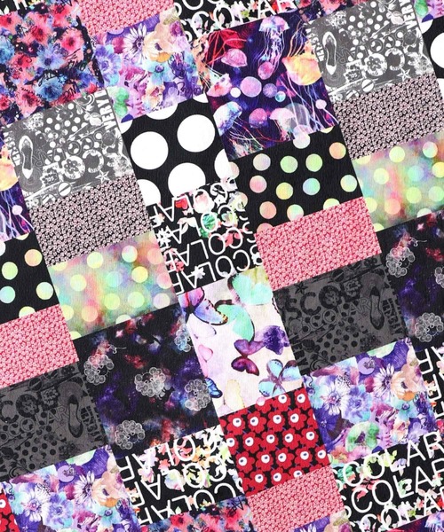 ScoLar（スカラー）の「153676：パッチワーク風総柄ドロスト前開きワンピース（ワンピース・レディース・ブラック/カーキ・M）」の4枚目の写真