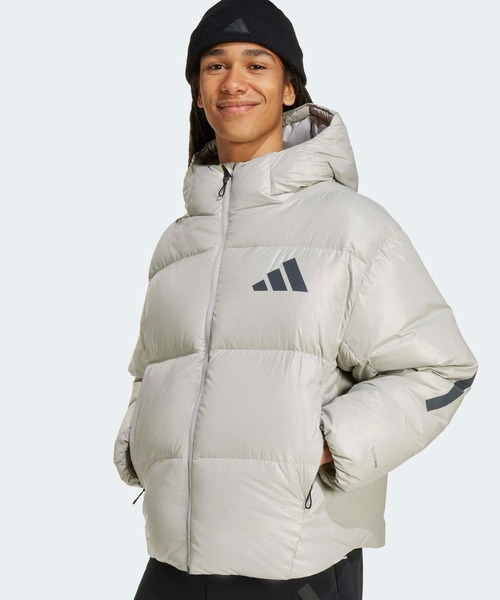アイボリー ダウンジャケット ニット袖 ADIDAS Z.N.E.パファー クライマウォーム ダウンジャケット