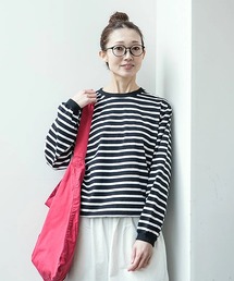 パフ天竺 ボーダーリブベーシックロンT