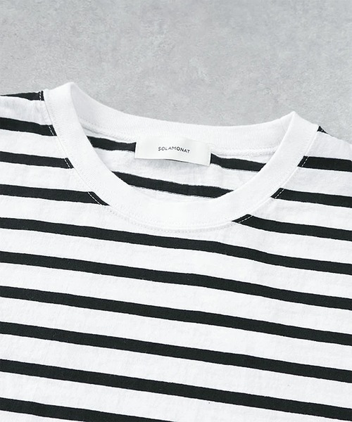 SOLAMONAT（ソラモナ）の「パフ天竺 ボーダーリブベーシックロンT（Tシャツ/カットソー・レディース・ブラック×ホワイト/グレー×ホワイト/ホワイト×ブラック/ホワイト×グレー・M）」の13枚目の写真