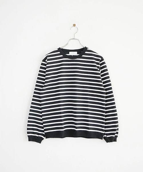 SOLAMONAT（ソラモナ）の「パフ天竺 ボーダーリブベーシックロンT（Tシャツ/カットソー・レディース・ブラック×ホワイト/グレー×ホワイト/ホワイト×ブラック/ホワイト×グレー・M）」の9枚目の写真