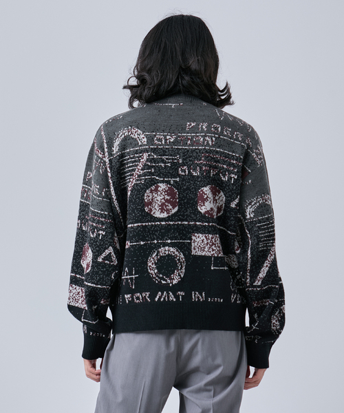 B.C STOCK(ベーセーストック)の「LO-FI ジャガードクルーネックニット(ニット/セーター・メンズ・ベージュ/ブラック系その他/ネイビー・MEDIUM/LARGE)」の7枚目の写真