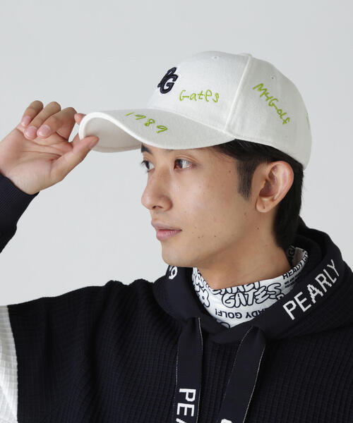 PEARLY GATES（パーリーゲイツ）の「【PEARLY GATES】ロゴ刺繍起毛キャップ (UNISEX)（キャップ・レディース・ホワイト/ネイビー・FREE）」の17枚目の写真