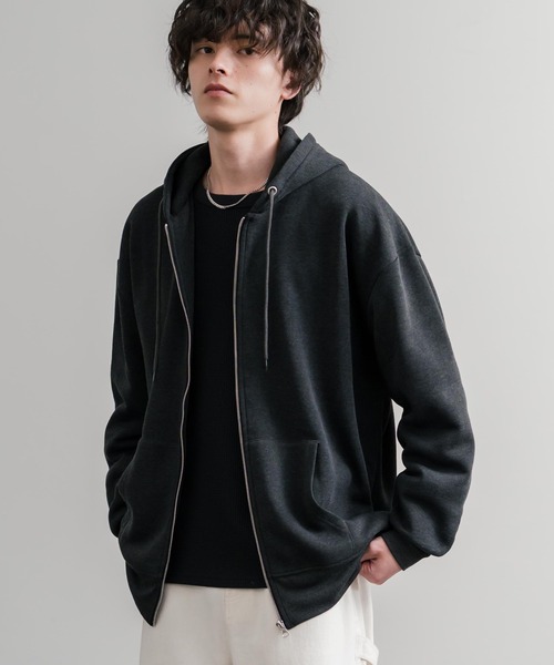 Rocky Monroe(ロッキーモンロー)の「オーバーサイズ裏起毛フルジップ綿タッチパーカー(パーカー・メンズ・グレイッシュベージュ/チャコール/オートミール/ブラック・M/L/XL)」の10枚目の写真