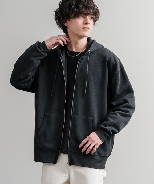 Rocky Monroe(ロッキーモンロー)の「オーバーサイズ裏起毛フルジップ綿タッチパーカー(パーカー・メンズ・グレイッシュベージュ/チャコール/オートミール/ブラック・M/L/XL)」の11枚目の写真