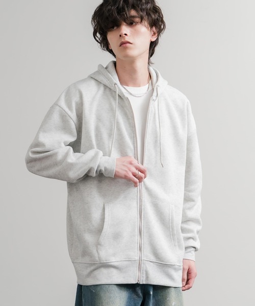 Rocky Monroe(ロッキーモンロー)の「オーバーサイズ裏起毛フルジップ綿タッチパーカー(パーカー・メンズ・グレイッシュベージュ/チャコール/オートミール/ブラック・M/L/XL)」の14枚目の写真