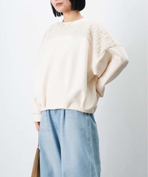 LUCA/LADY LUCK LUCA（ルカ/レディラックルカ）の「LC/LLL ブークレー切替カットソー（Tシャツ/カットソー・レディース・ブラック/アイボリー/グレー・FREE）」の3枚目の写真