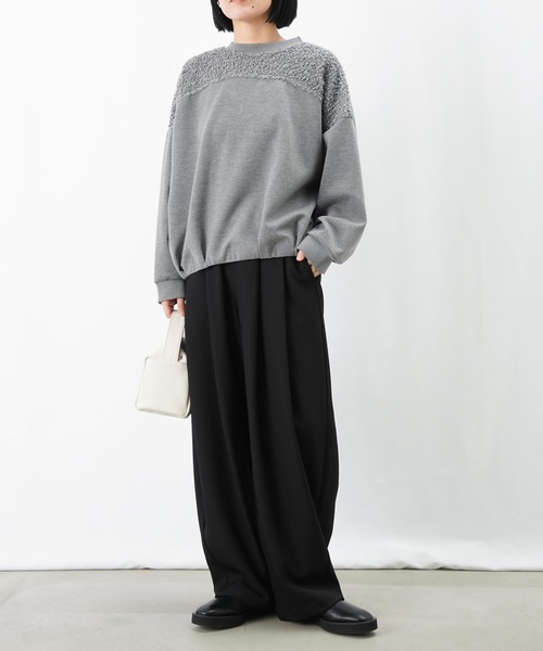 LUCA/LADY LUCK LUCA（ルカ/レディラックルカ）の「LC/LLL ブークレー切替カットソー（Tシャツ/カットソー・レディース・ブラック/アイボリー/グレー・FREE）」の4枚目の写真