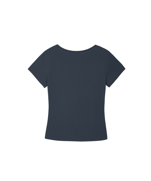 1993STUDIO(1993スタジオ)の「W UネッククロップスリムTシャツ_ネイビー(Tシャツ/カットソー・レディース・その他・SMALL/MEDIUM/LARGE)」の3枚目の写真