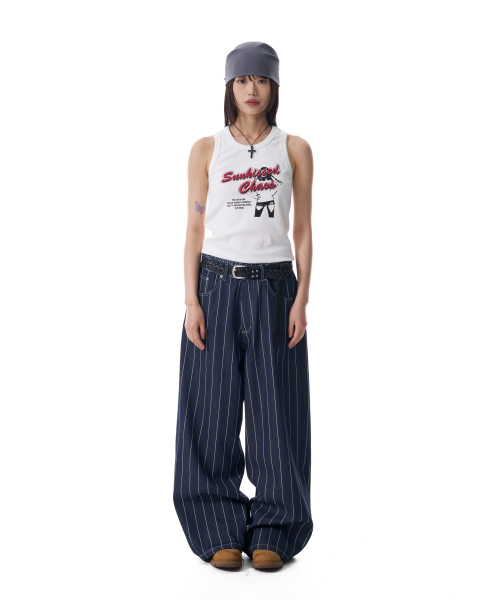 AAKAM(アーカム)の「Striped Cinch Back Denim Pants (Blue)(デニムパンツ・レディース・その他・1/2)」の6枚目の写真