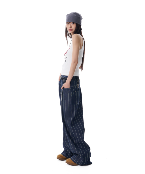 AAKAM(アーカム)の「Striped Cinch Back Denim Pants (Blue)(デニムパンツ・レディース・その他・1/2)」の9枚目の写真