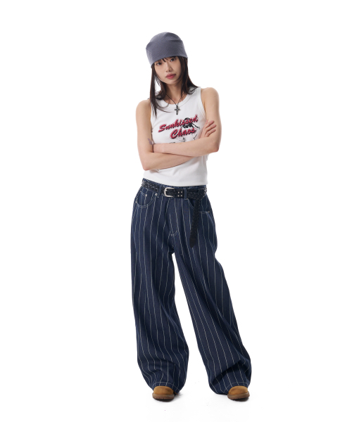 AAKAM(アーカム)の「Striped Cinch Back Denim Pants (Blue)(デニムパンツ・レディース・その他・1/2)」の10枚目の写真