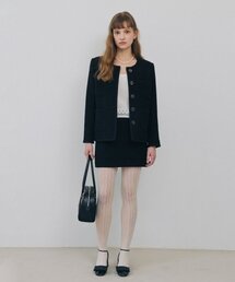 BOUCLE TWEED MINI SKIRT BLACK