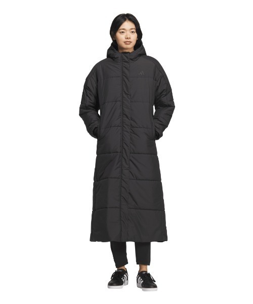 adidas（アディダス）の「アディダス adidas PADロングコート（ダウンジャケット/コート・レディース・ブラック×ブラック/ブラック×ホワイト・S/M/L/XL）」の2枚目の写真