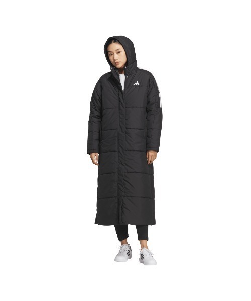 adidas（アディダス）の「アディダス adidas PADロングコート（ダウンジャケット/コート・レディース・ブラック×ブラック/ブラック×ホワイト・S/M/L/XL）」の3枚目の写真