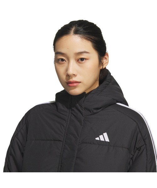 adidas（アディダス）の「アディダス adidas PADロングコート（ダウンジャケット/コート・レディース・ブラック×ブラック/ブラック×ホワイト・S/M/L/XL）」の5枚目の写真