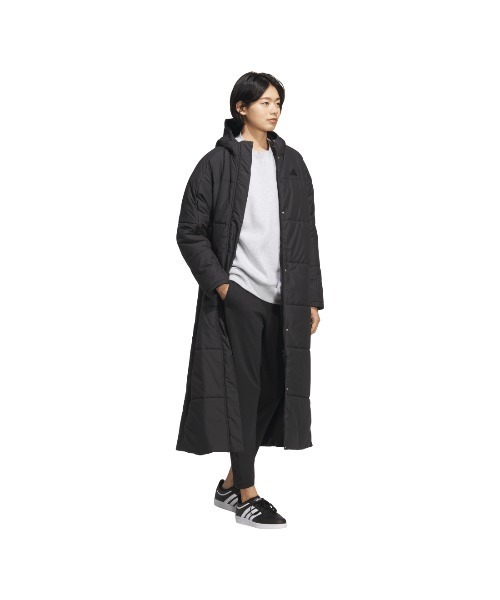 adidas（アディダス）の「アディダス adidas PADロングコート（ダウンジャケット/コート・レディース・ブラック×ブラック/ブラック×ホワイト・S/M/L/XL）」の7枚目の写真