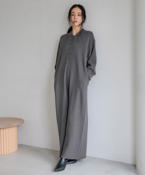 LOWRYS FARM（ローリーズファーム）の「ニットジャンプスーツ　606911（つなぎ/オールインワン・レディース・ブラック/グレー・FREE）」の3枚目の写真