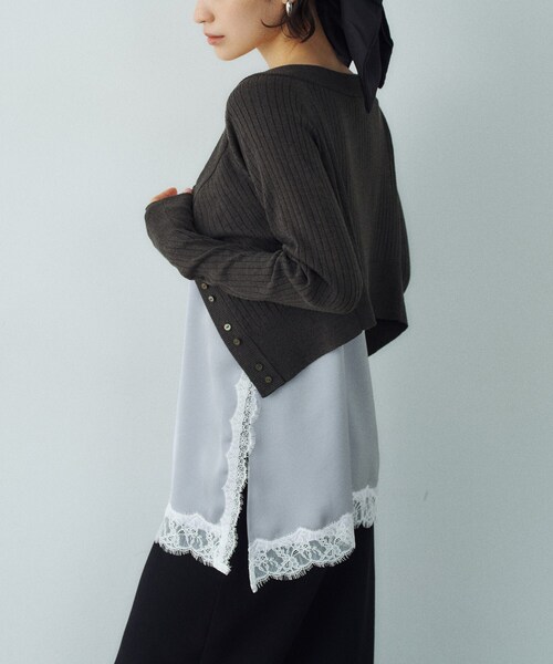 CODE A（コードエー）の「lingerie mood lace cami（シャツ/ブラウス・レディース・ライトグレー/ライトイエロー系・00）」の6枚目の写真