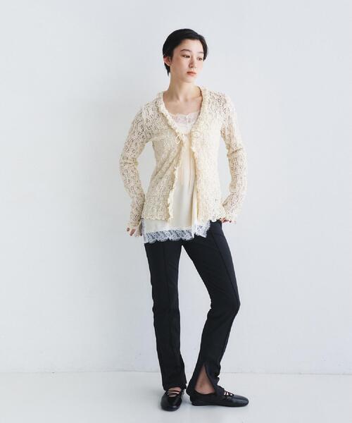 CODE A（コードエー）の「lingerie mood lace cami（シャツ/ブラウス・レディース・ライトグレー/ライトイエロー系・00）」の9枚目の写真