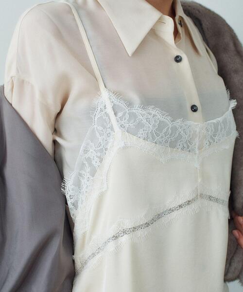 CODE A（コードエー）の「lingerie mood lace cami（シャツ/ブラウス・レディース・ライトグレー/ライトイエロー系・00）」の13枚目の写真