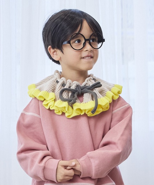 MARKEY'S(マーキーズ)の「ニットフリルカラー(付け襟・キッズ・オフホワイト/ブラウン/ピンク・FREE)」の1枚目の写真