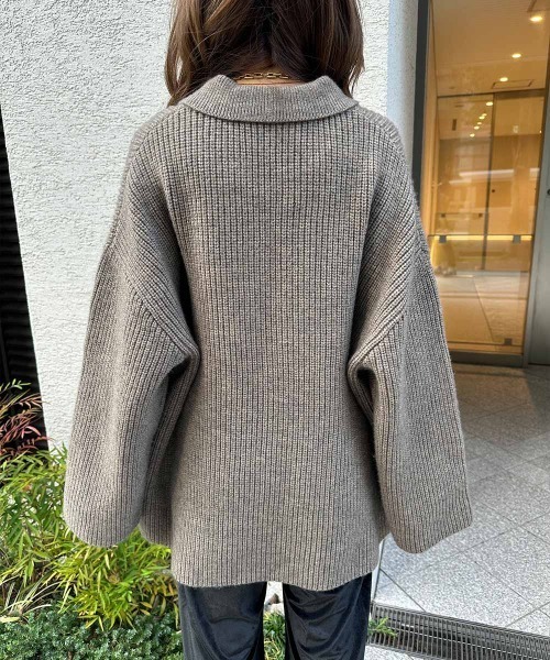 esutoreja（エストレジャ）の「スキッパーポロデザインニット（ニット/セーター・レディース・アイボリー/グレイッシュベージュ/ブラウン・FREE）」の9枚目の写真