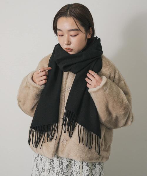 SENSE OF PLACE by URBAN RESEARCH（センスオブプレイスバイアーバンリサーチ）の「フリンジストール（マフラー・レディース・アイボリー/ブルー/ブラック/ダークブラウン・ONE）」の15枚目の写真