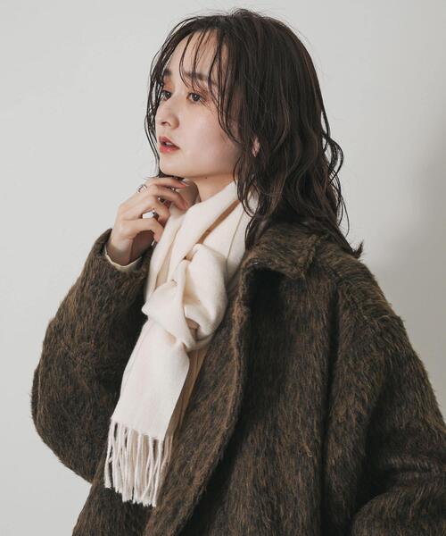 SENSE OF PLACE by URBAN RESEARCH（センスオブプレイスバイアーバンリサーチ）の「フリンジストール（マフラー・レディース・アイボリー/ブルー/ブラック/ダークブラウン・ONE）」の6枚目の写真