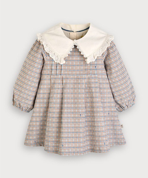 moimoln（モイモルン）の「チェック柄襟切替長袖ワンピース（ワンピース・キッズ・ブルー・90cm/110cm/120cm/130cm/100cm/80ｃｍ）」の4枚目の写真