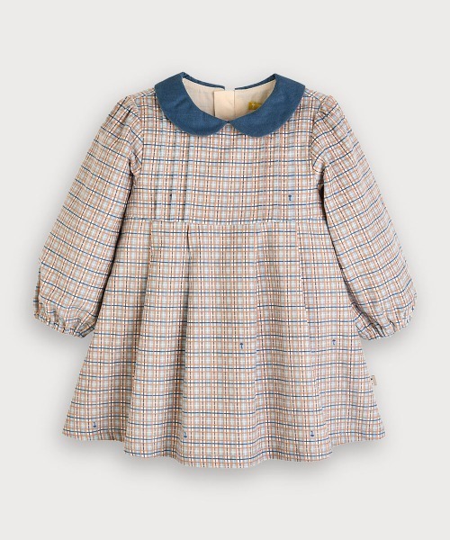 moimoln（モイモルン）の「チェック柄襟切替長袖ワンピース（ワンピース・キッズ・ブルー・90cm/110cm/120cm/130cm/100cm/80ｃｍ）」の3枚目の写真