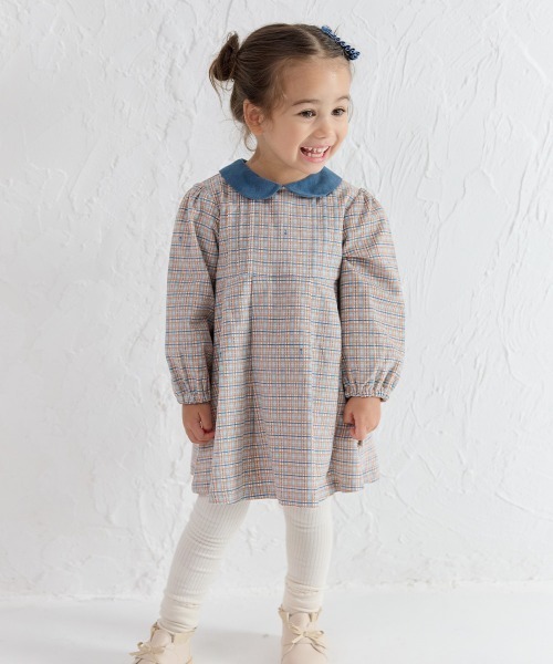 moimoln（モイモルン）の「チェック柄襟切替長袖ワンピース（ワンピース・キッズ・ブルー・90cm/110cm/120cm/130cm/100cm/80ｃｍ）」の17枚目の写真