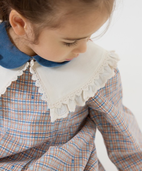 moimoln（モイモルン）の「チェック柄襟切替長袖ワンピース（ワンピース・キッズ・ブルー・90cm/110cm/120cm/130cm/100cm/80ｃｍ）」の12枚目の写真