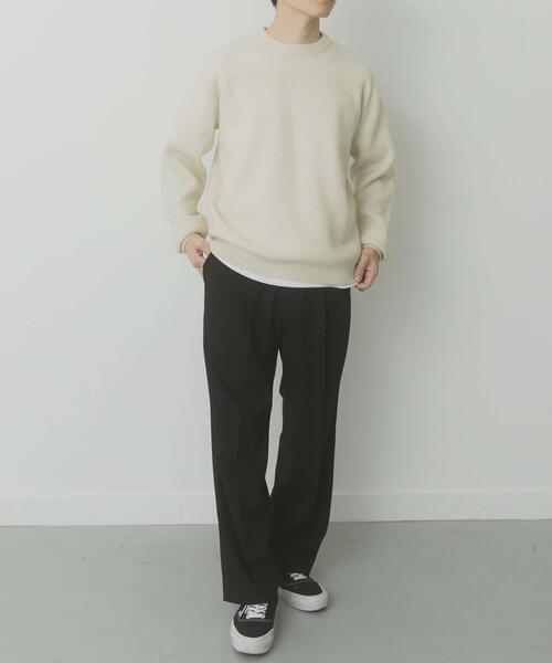 ITEMS URBANRESEARCH（アイテムズ アーバンリサーチ）の「タスマニア メリノウール100 クルーネックニット（ニット/セーター・メンズ・チャコールグレー/バーガンディー/ホワイト/マスタード/ブルー系その他/ベージュ・MEDIUM/LARGE）」の11枚目の写真