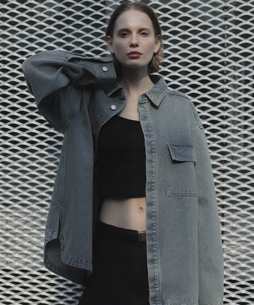 remer（リメール）の「モダンオーバーサイズ デニムジャケット - MODERN OVERSIZED DENIM JACKET（デニムジャケット・メンズ・サックスブルー/ブラック・X-SMALL/SMALL/MEDIUM/LARGE）」の9枚目の写真