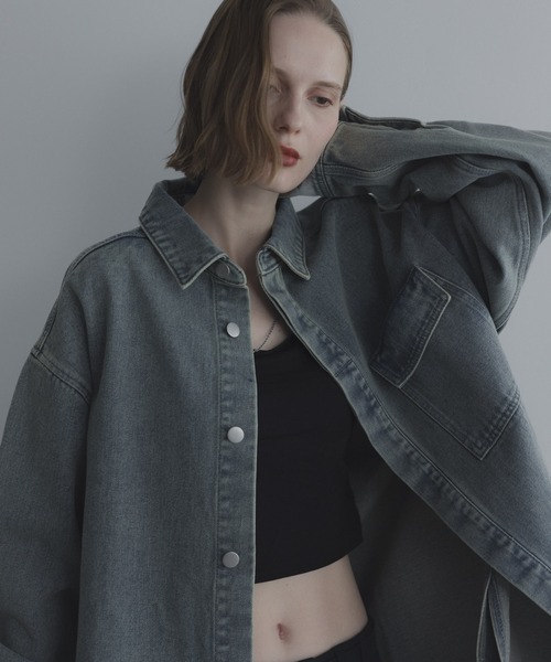 remer（リメール）の「モダンオーバーサイズ デニムジャケット - MODERN OVERSIZED DENIM JACKET（デニムジャケット・メンズ・サックスブルー/ブラック・X-SMALL/SMALL/MEDIUM/LARGE）」の10枚目の写真