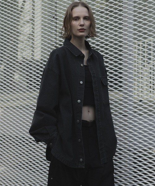 remer（リメール）の「モダンオーバーサイズ デニムジャケット - MODERN OVERSIZED DENIM JACKET（デニムジャケット・メンズ・サックスブルー/ブラック・X-SMALL/SMALL/MEDIUM/LARGE）」の13枚目の写真