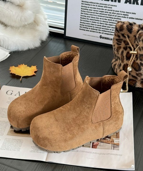 セール】裏ボア サイドゴア スエード調ブーツ（ブーツ）｜AMELY