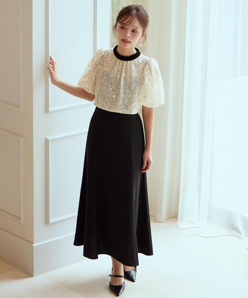 ベロアトリミングブラウス×ドレス（ドレス）｜AND COUTURE（アンド