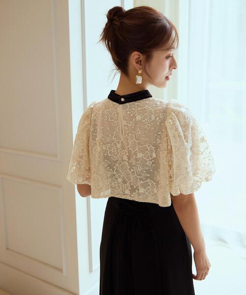 ベロアトリミングブラウス×ドレス（ドレス）｜AND COUTURE（アンド