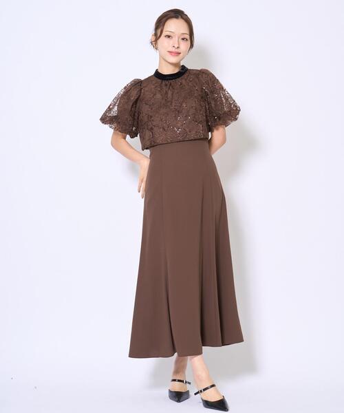 ベロアトリミングブラウス×ドレス（ドレス）｜AND COUTURE（アンド