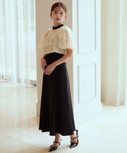 ベロアトリミングブラウス×ドレス（ドレス）｜AND COUTURE（アンド