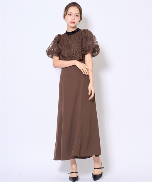 ベロアトリミングブラウス×ドレス（ドレス）｜AND COUTURE（アンド