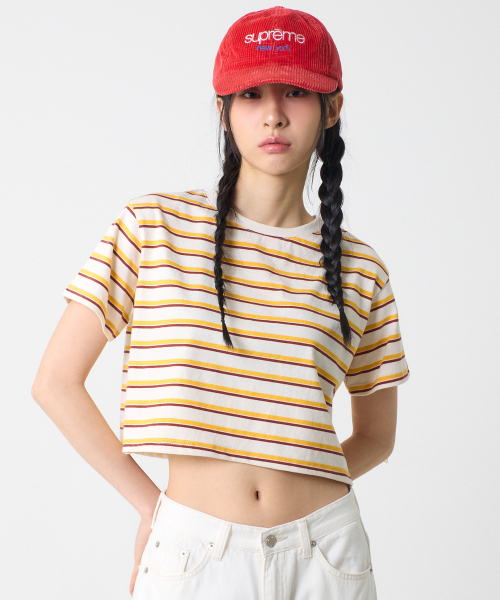 UNKNOWN PLANET(アンノウンプラネット)の「ストライプクロップTシャツイエロー(Tシャツ/カットソー・レディース・その他・FREE)」の3枚目の写真