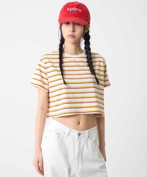 UNKNOWN PLANET(アンノウンプラネット)の「ストライプクロップTシャツイエロー(Tシャツ/カットソー・レディース・その他・FREE)」の6枚目の写真