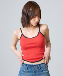 レースノースリーブトップ レッド