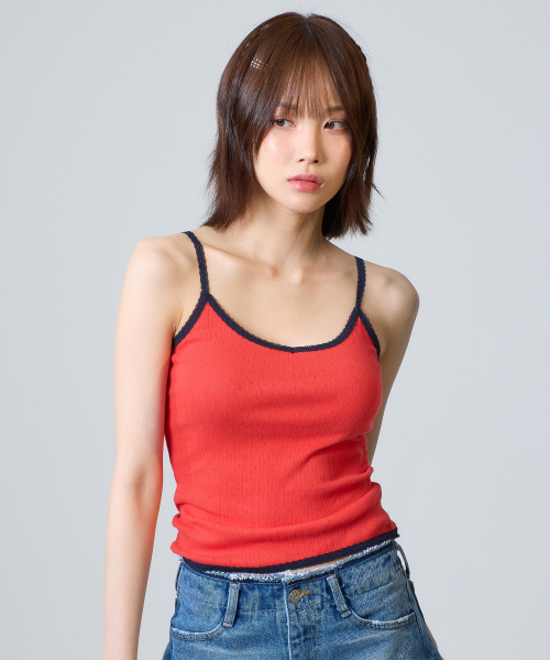 UNKNOWN PLANET(アンノウンプラネット)の「レースノースリーブトップ レッド(Tシャツ/カットソー・レディース・その他・FREE)」の2枚目の写真
